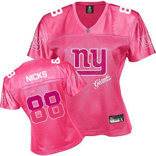 Giants #88 Hakeem Nicks Pink 2011 Women's Fem Fan Stitched NFL Jersey - Click Image to Close